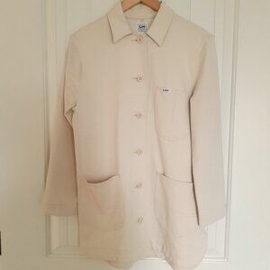 Lee Workwear Button Up Chore Duster Shirt Jacket Cream Ivory Size XS